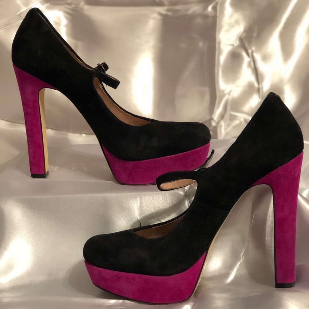 Black and pink high heels